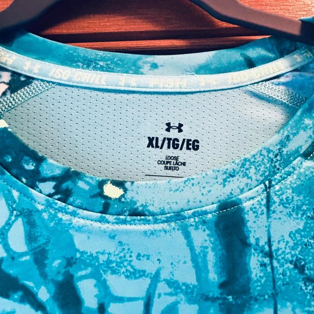 Under armour XL men's rash guard teal/gold EUC‎